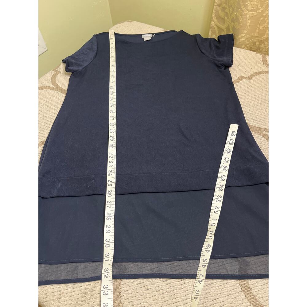 Chico's Travelers navy blue tunic layered sheer hem size: (1) : 8/10, 570326098 - Picture 6 of 8